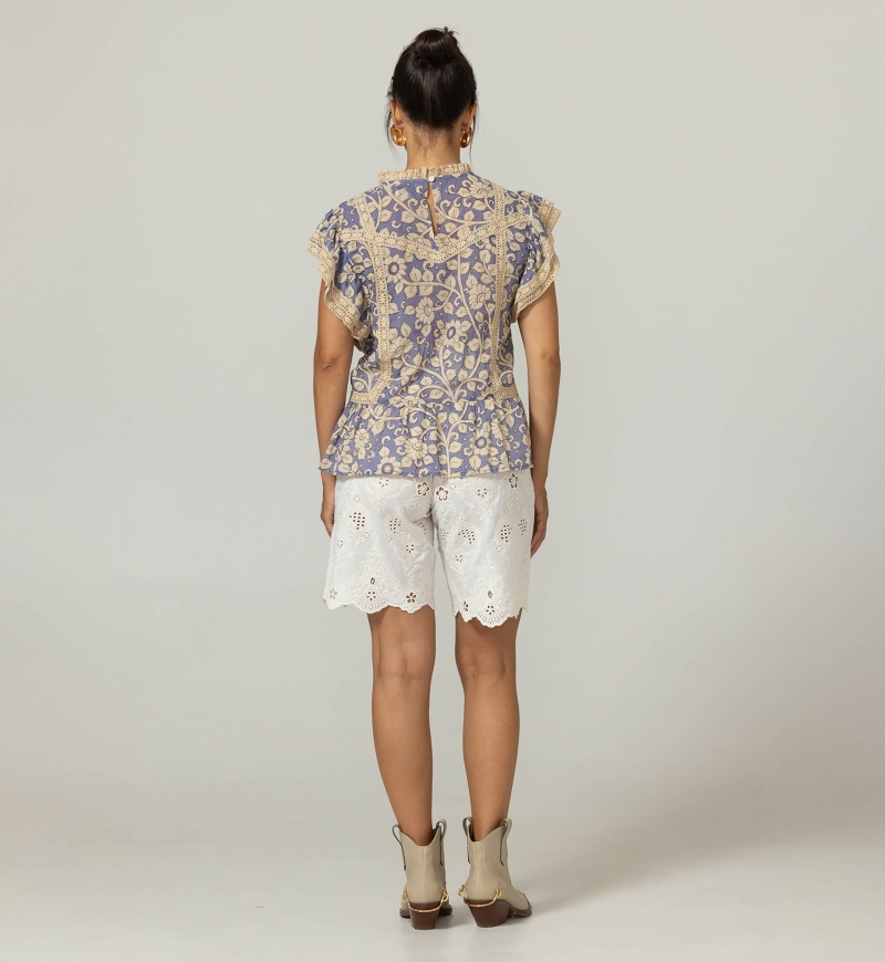 Sophie Bermudashorts - Englische Stickerei - 100% Baumwolle - Miss June Paris - 4