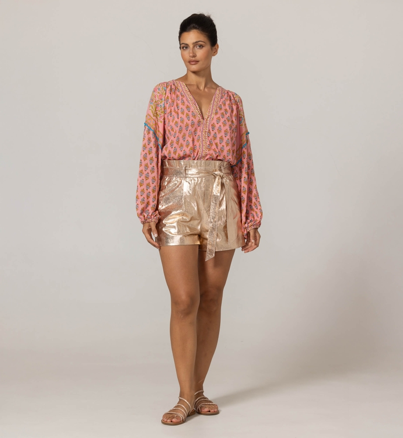 Glitzer Leder Short - 100% leder - Miss June Paris - 6