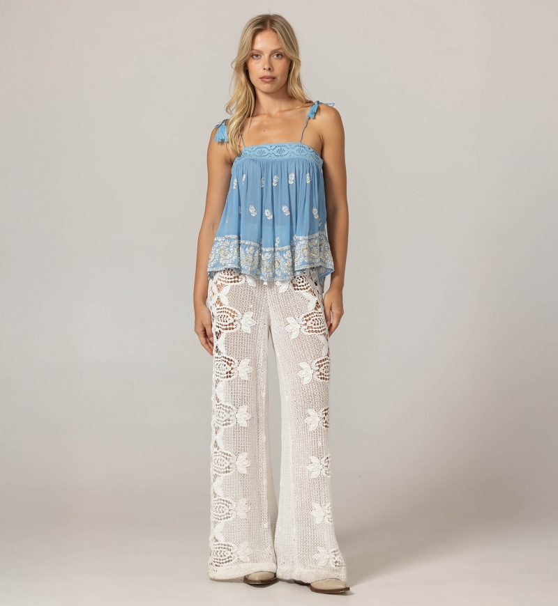 Regata Sunset - Crepe de Viscose Bordado - Miss June Paris - 3