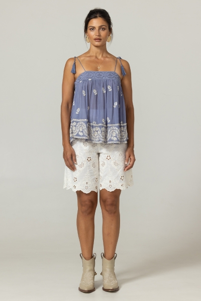 Tank Top Sunset - Embroidered Viscose Crêpe - Miss June Paris  - 8