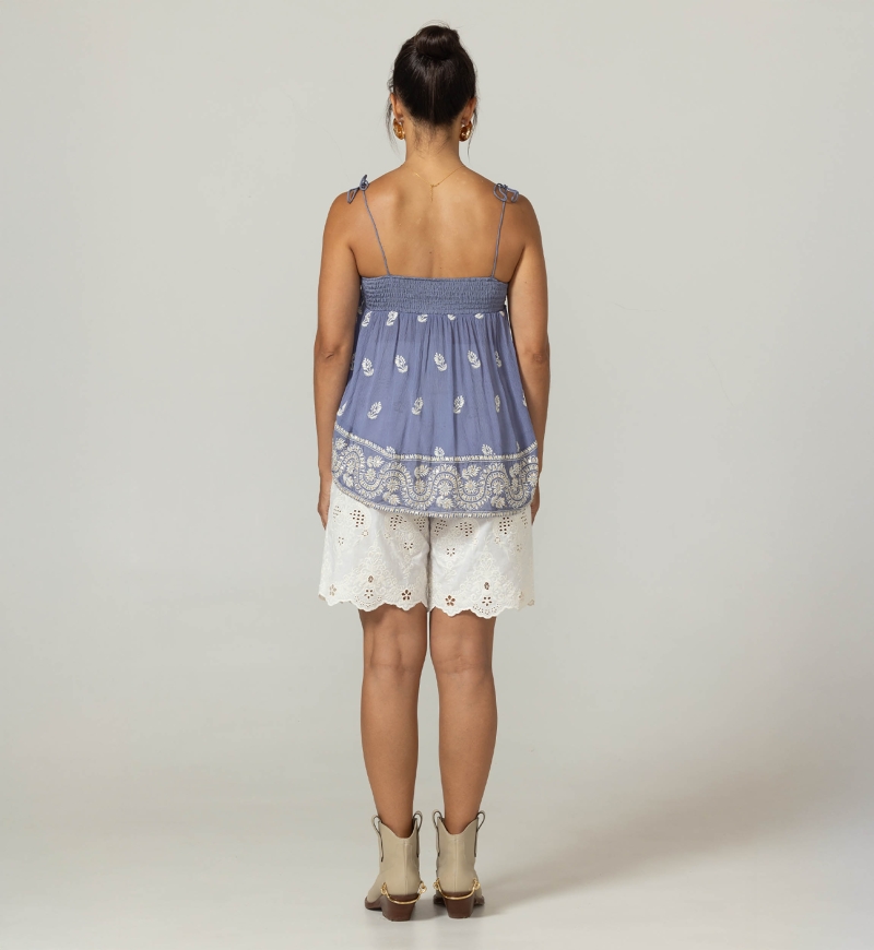 Tank Top Sunset - Embroidered Viscose Crêpe - Miss June Paris  - 9