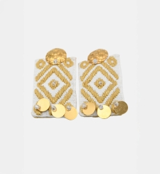 Blusing Drop Earrings – gold and white patterns – bohemian chic – Miss June Paris – 5