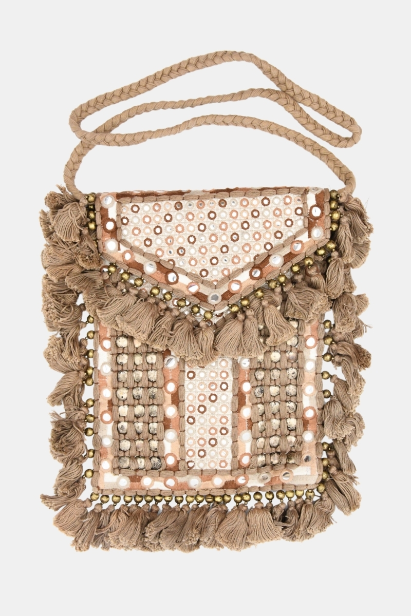 Borsa con Nappine TASSELS- cotone fantasia bohemien  - Miss June Paris - 1