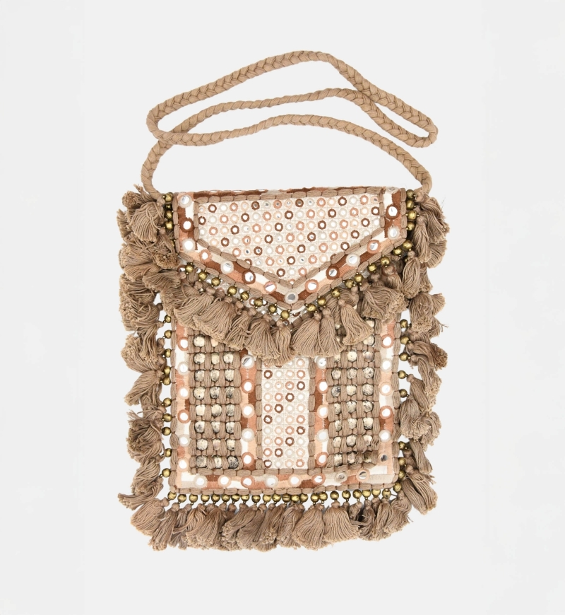 Borsa con Nappine TASSELS- cotone fantasia bohemien  - Miss June Paris - 1