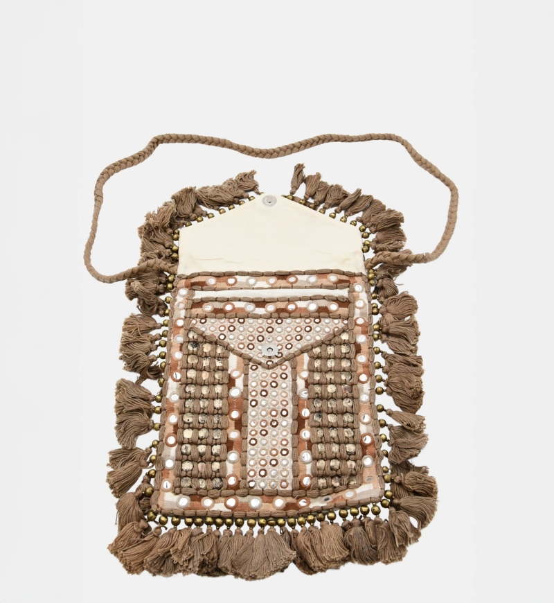 Borsa con Nappine TASSELS- cotone fantasia bohemien  - Miss June Paris - 4