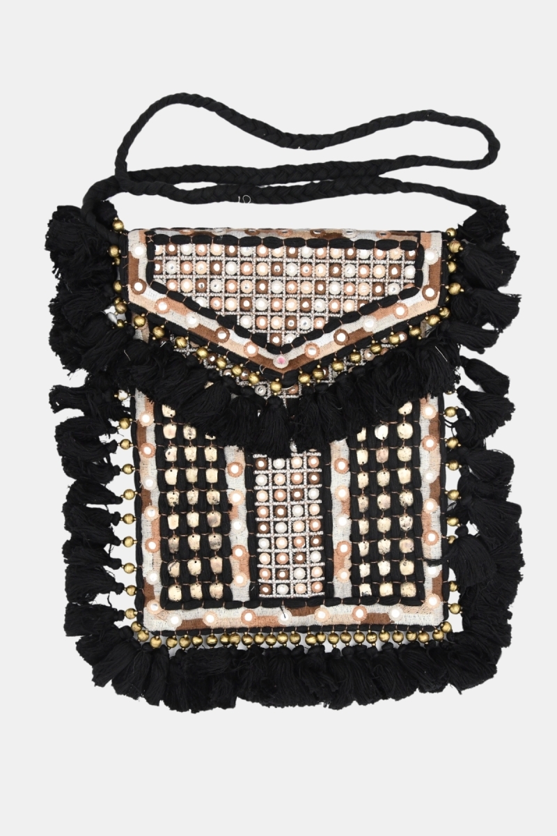 Borsa con Nappine TASSELS- cotone fantasia bohemien  - Miss June Paris - 5