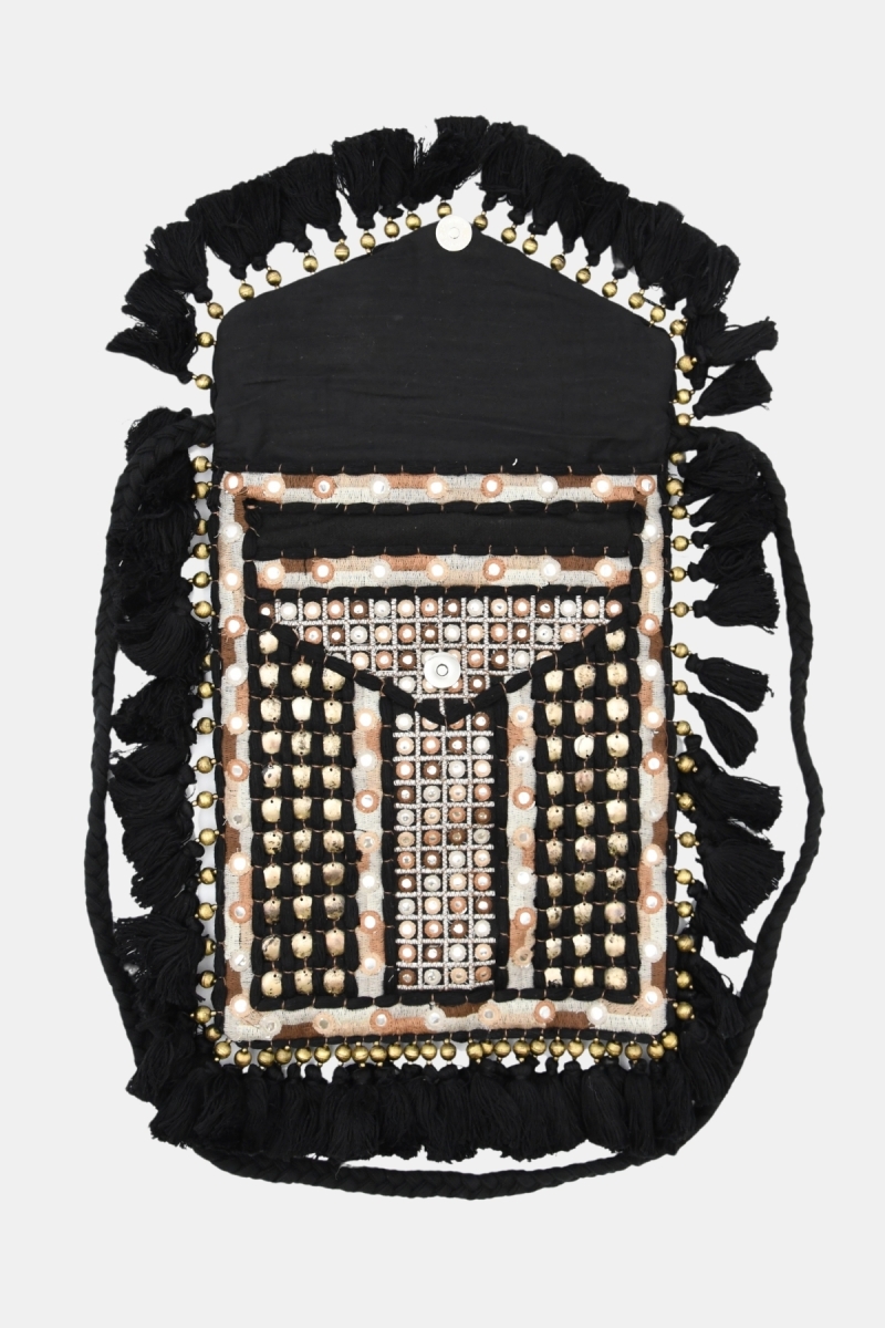 Borsa con Nappine TASSELS- cotone fantasia bohemien  - Miss June Paris - 6