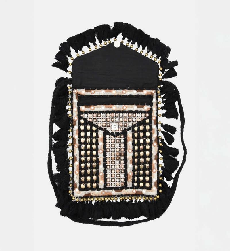 Borsa con Nappine TASSELS- cotone fantasia bohemien  - Miss June Paris - 6