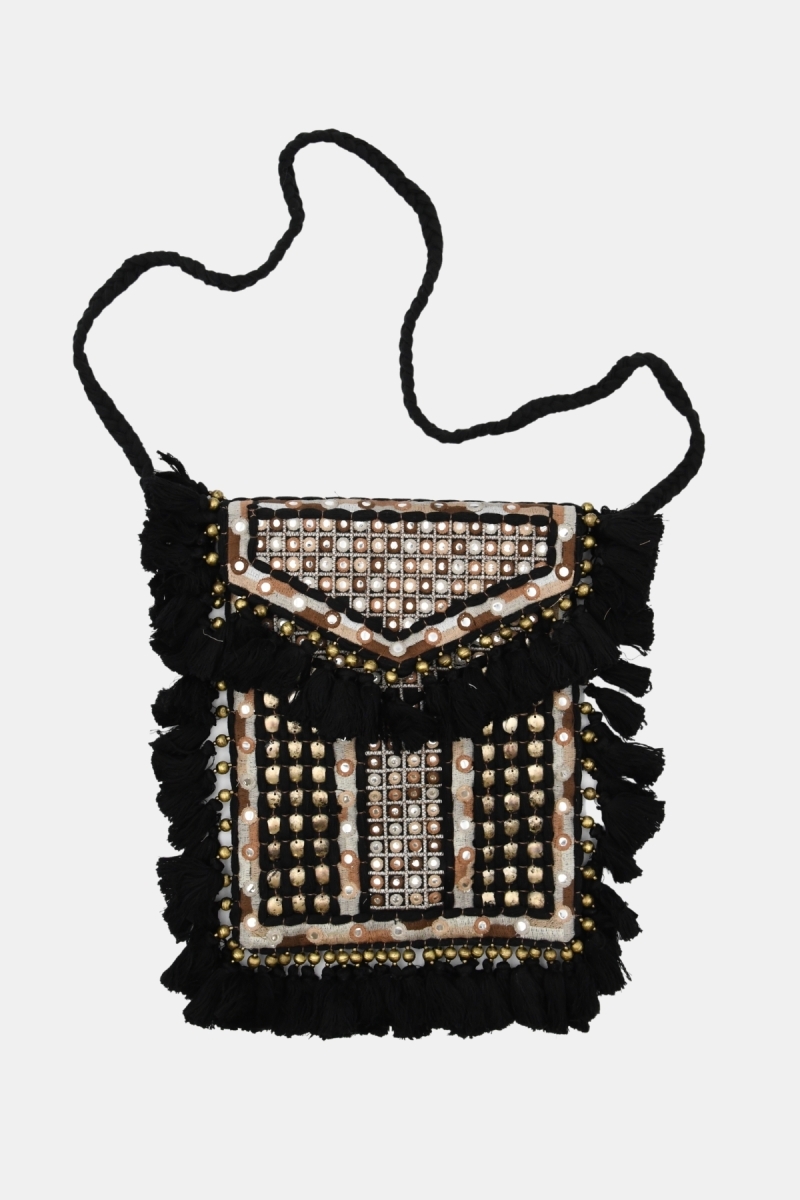 Borsa con Nappine TASSELS- cotone fantasia bohemien  - Miss June Paris - 8