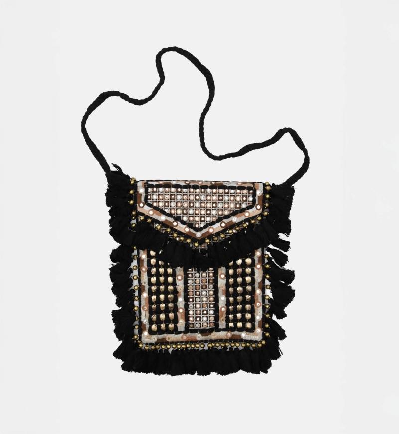 Bolso TASSELS - beige - negro - Miss June Paris - 8