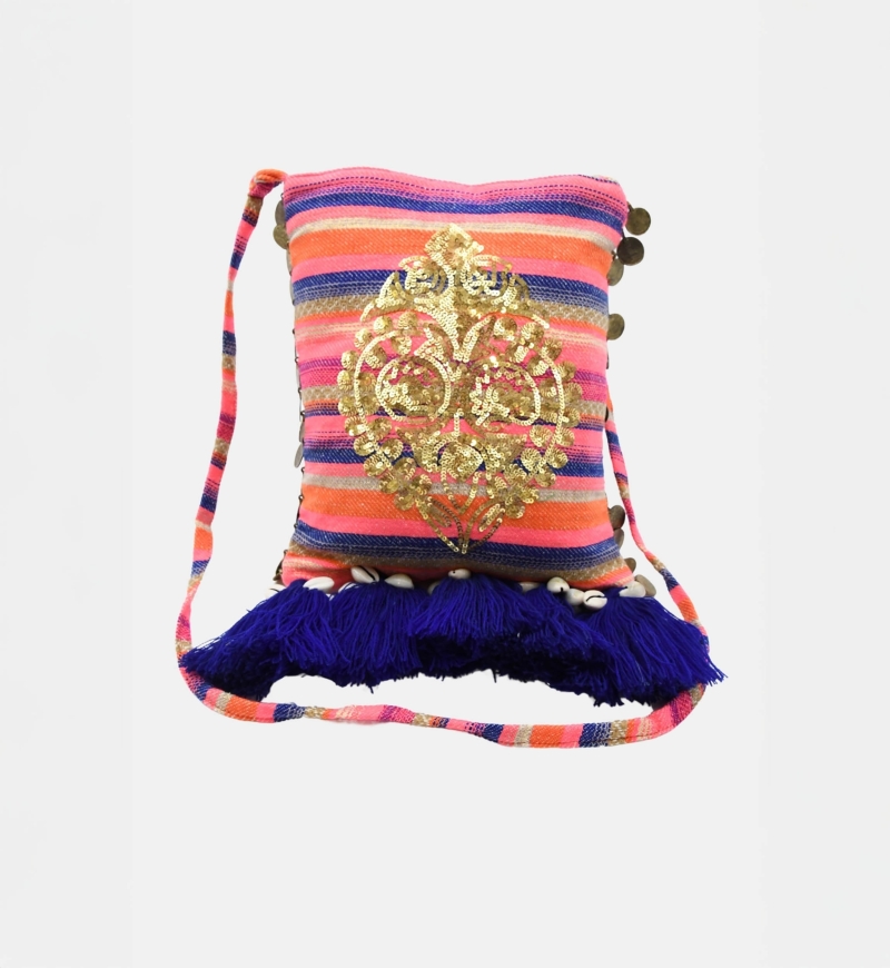 Bag SEYCHELLES - fuchsia/blue - boho - Miss June Paris - 2