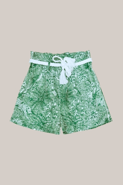 Short Mina green - Jungle print - 100% cotton - Miss June Paris - 6