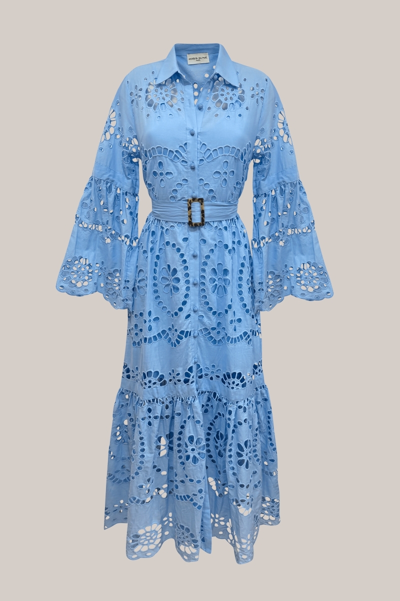 Vestido Longo Ruby - Bordado Inglês - 100% Algodão - Miss June Paris - 12