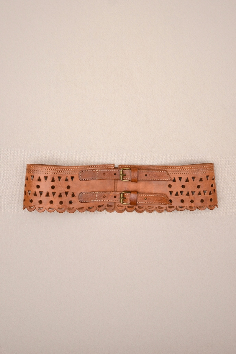 Ceinture Cuir - Joan - Tan - Miss June Paris - 3