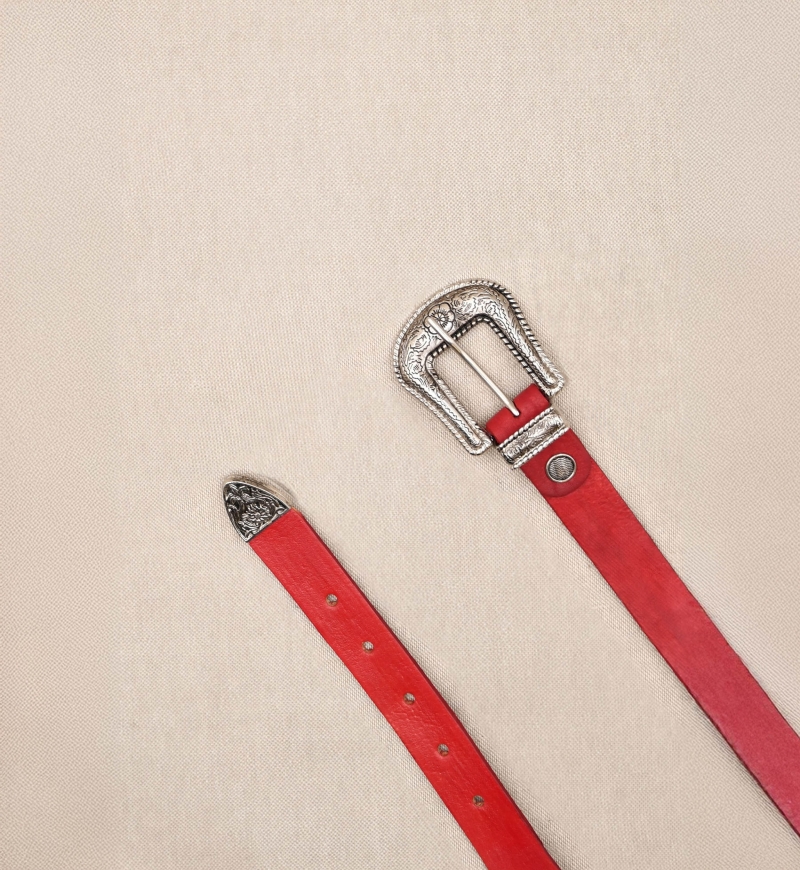 Riley Red Leather Belt - Miss June Paris - 2