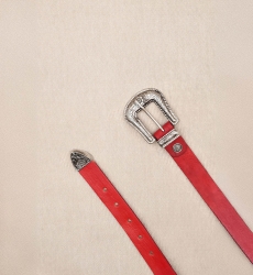 Riley Red Leather Belt - Miss June Paris - 2