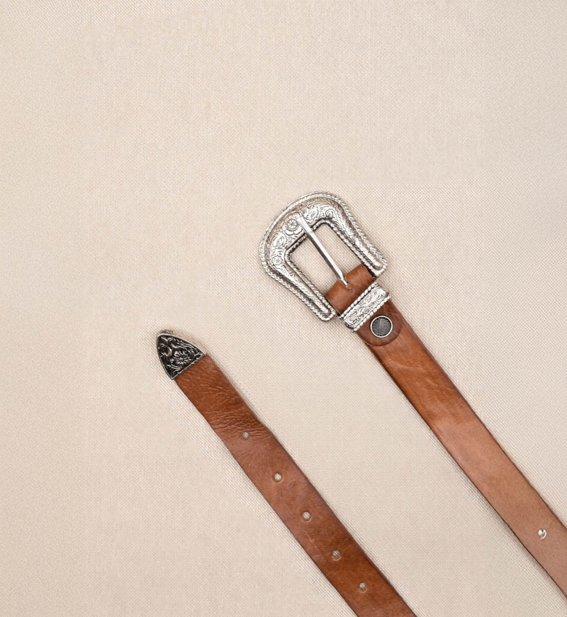 Riley Brown Leather Belt - Miss June Paris - 1