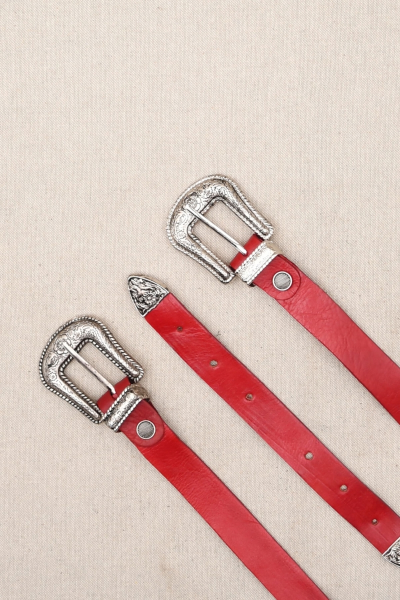 Ceinture en Cuir Montana Rouge  - Miss June Paris - 2
