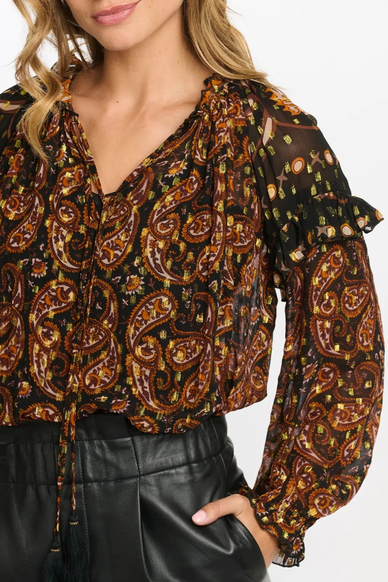 Blusa Regina - estampado cachemir - tela fluida - Miss June Paris