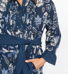 robe courte manche longue fleurie bleu VIOLA - Miss June