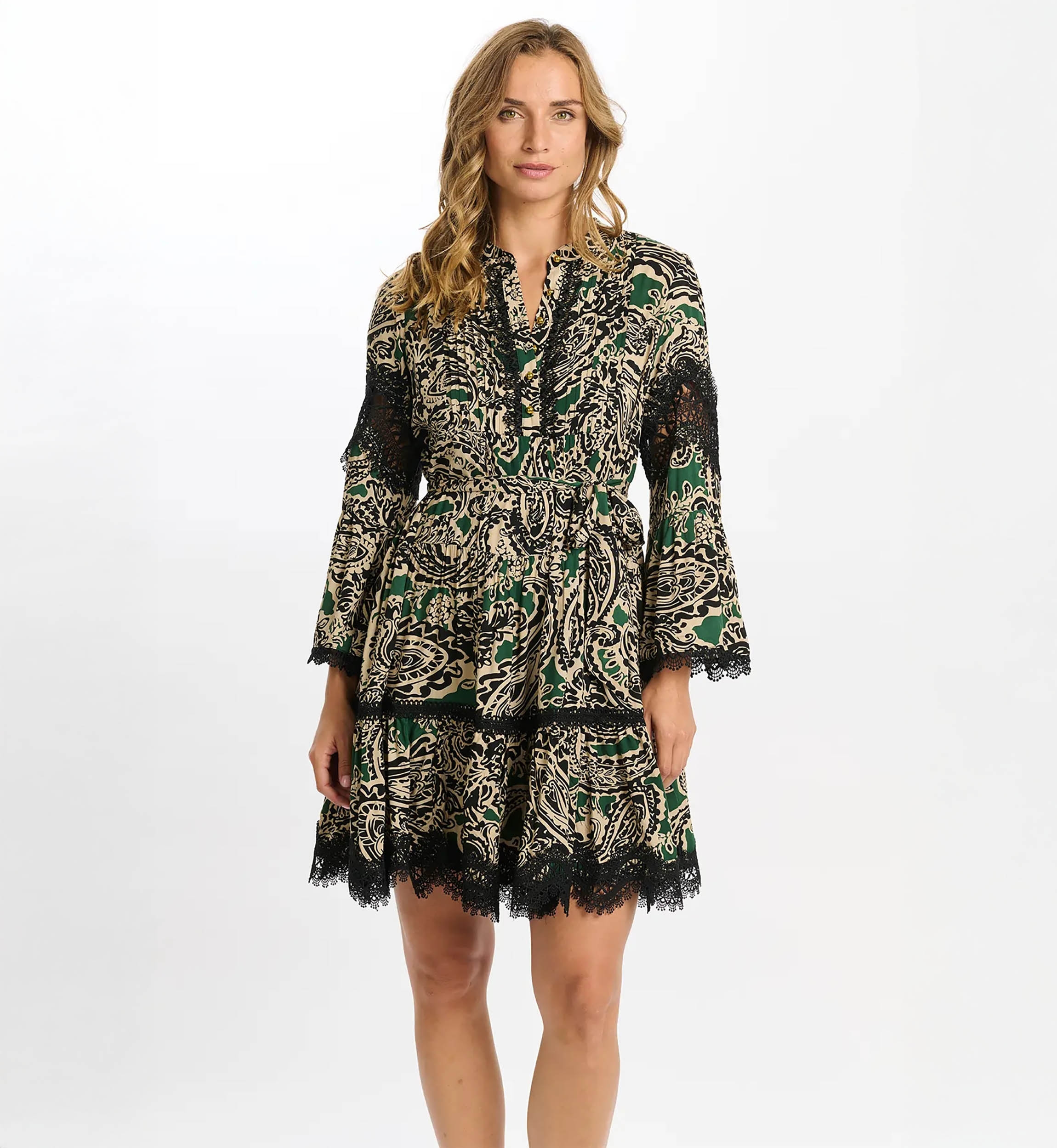 vestido corto bohemio chic manga larga AGATHA - Miss June