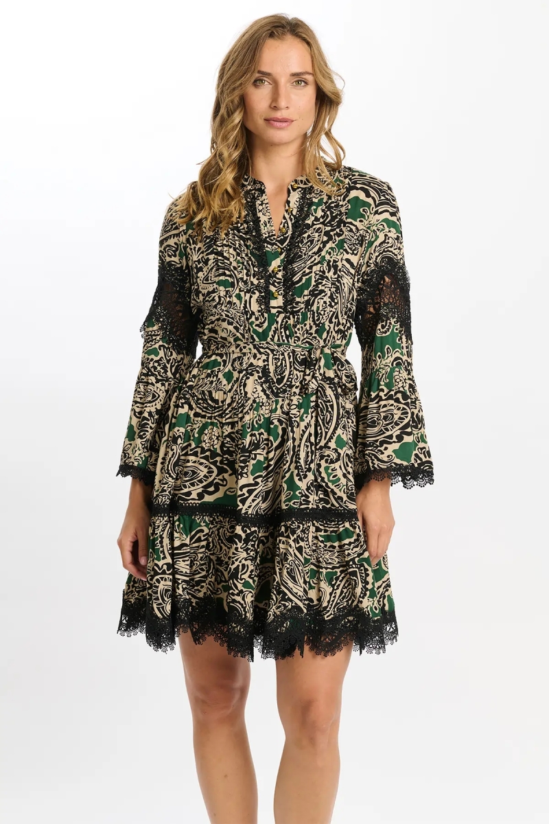 vestido corto bohemio chic manga larga AGATHA - Miss June