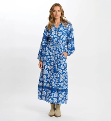 robe longue manche longue fleurie bleu MORGANE - Miss June