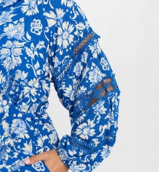 long sleeve floral blue long dress MARGAUX - Miss June