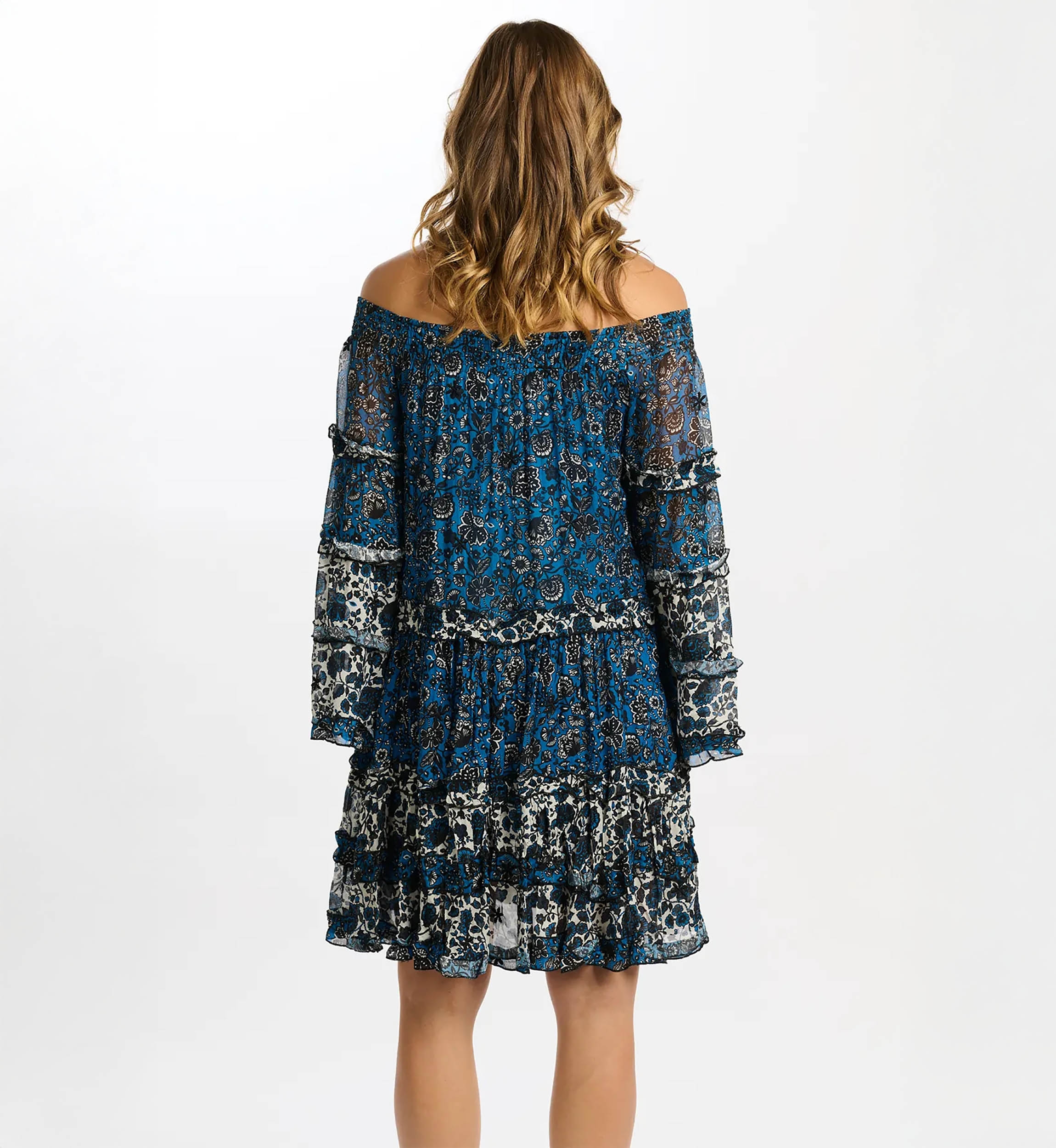 vestido corto floral manga larga TORINA - Miss June