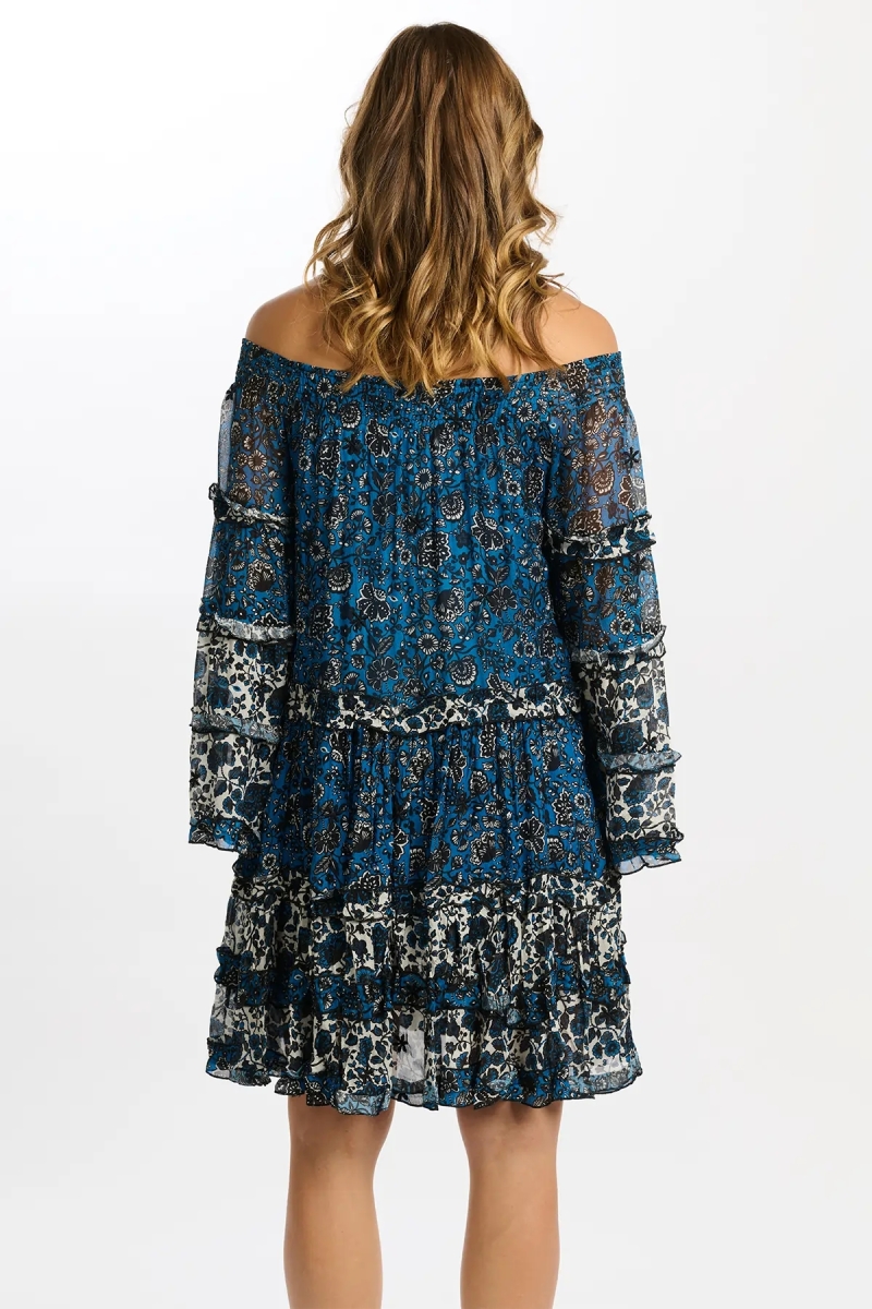 robe courte manche longue fleurie TORINA - Miss June