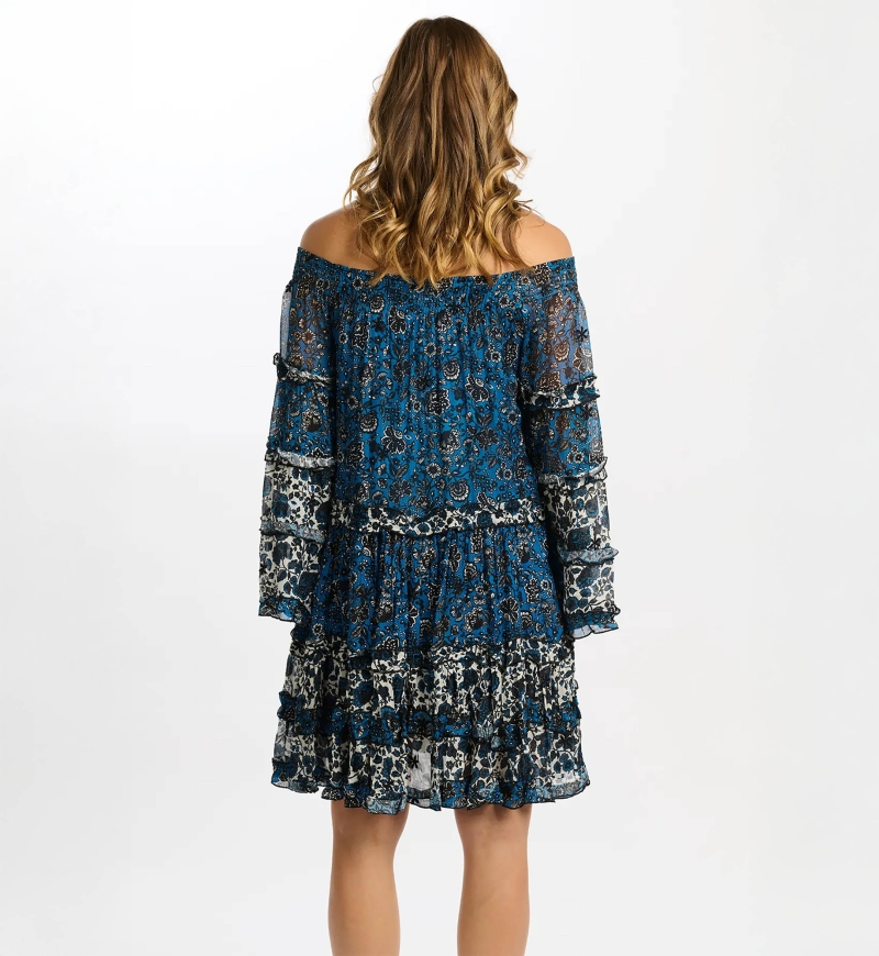 long sleeve floral short dress TORINA - Miss June