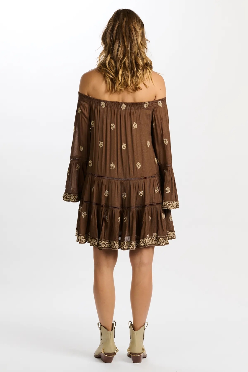 vestido corto bohemio manga larga SHINE - Miss June