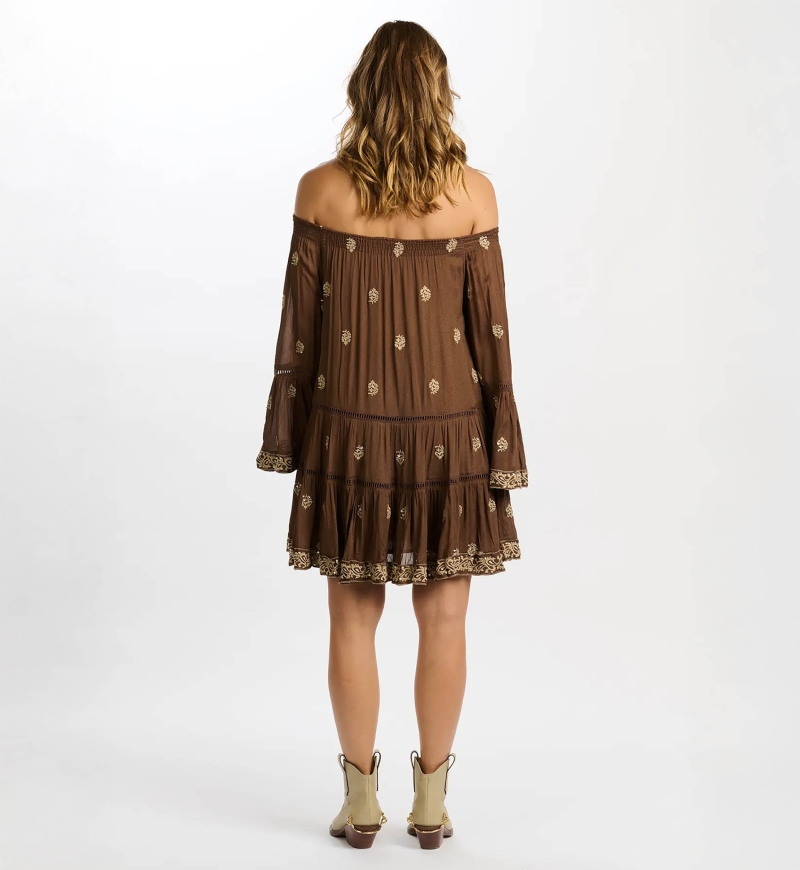 vestido corto bohemio manga larga SHINE - Miss June