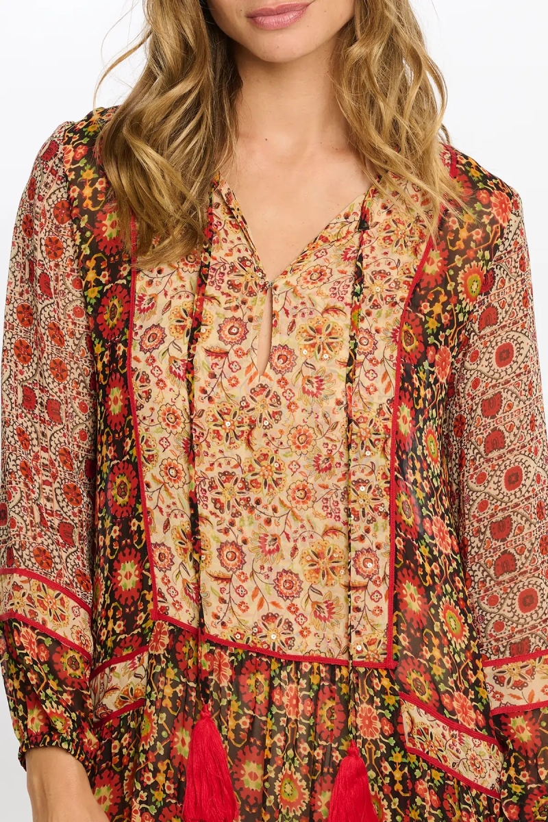 robe longue manche longue fleurie TAJ - Miss June