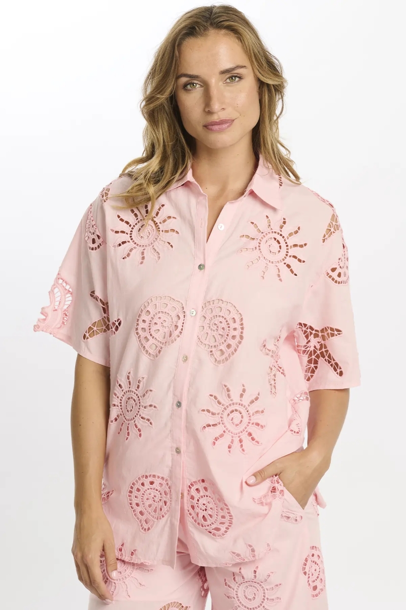 Camisa Kyle Camisa de manga curta - 100% algodão com bordado de renda - Miss June Paris - 4