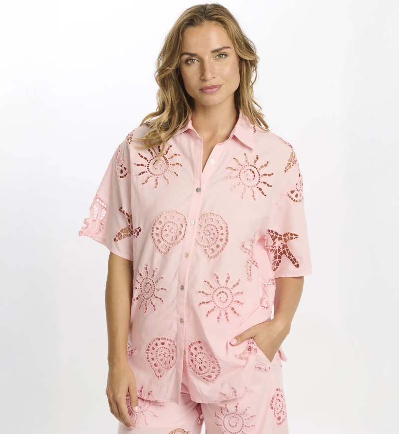 Kyle Shirt Short-sleeved shirt - 100% cotton with lace embroidery - Miss June Paris - 4