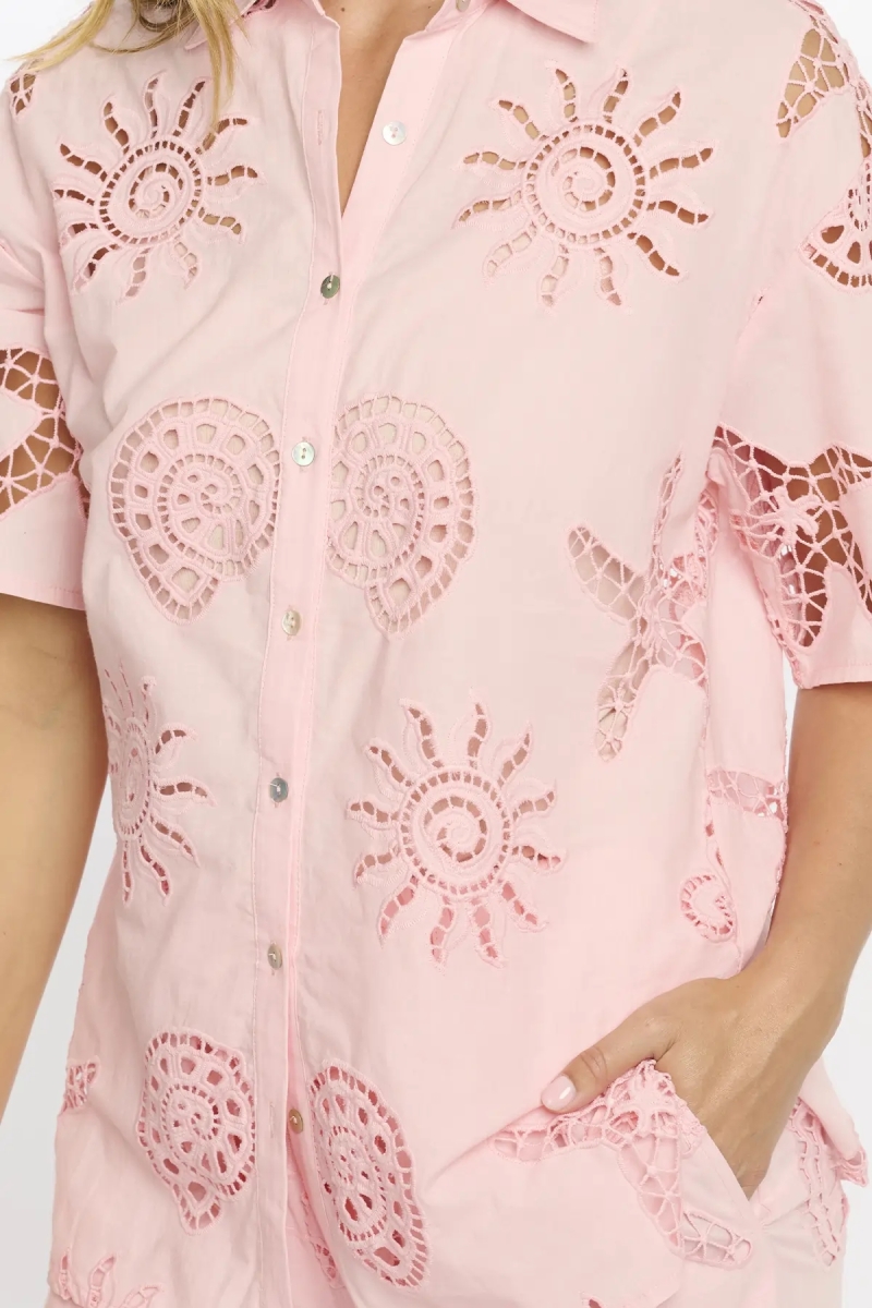 Camicia Kyle Camicia a maniche corte - 100% cotone con ricamo in pizzo - Miss June Paris - 5