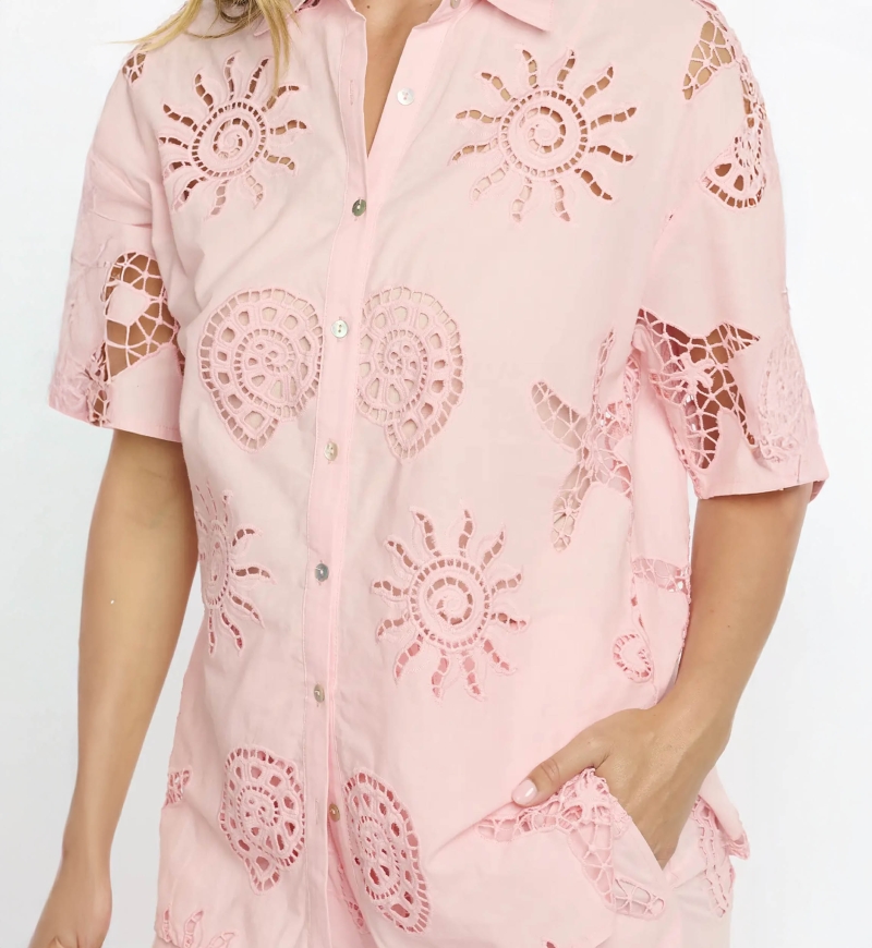 Chemise Kyle Chemise à manches courtes - 100% coton avec broderie en dentelle - Miss June Paris - 5