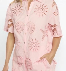 Chemise Kyle Chemise à manches courtes - 100% coton avec broderie en dentelle - Miss June Paris - 5