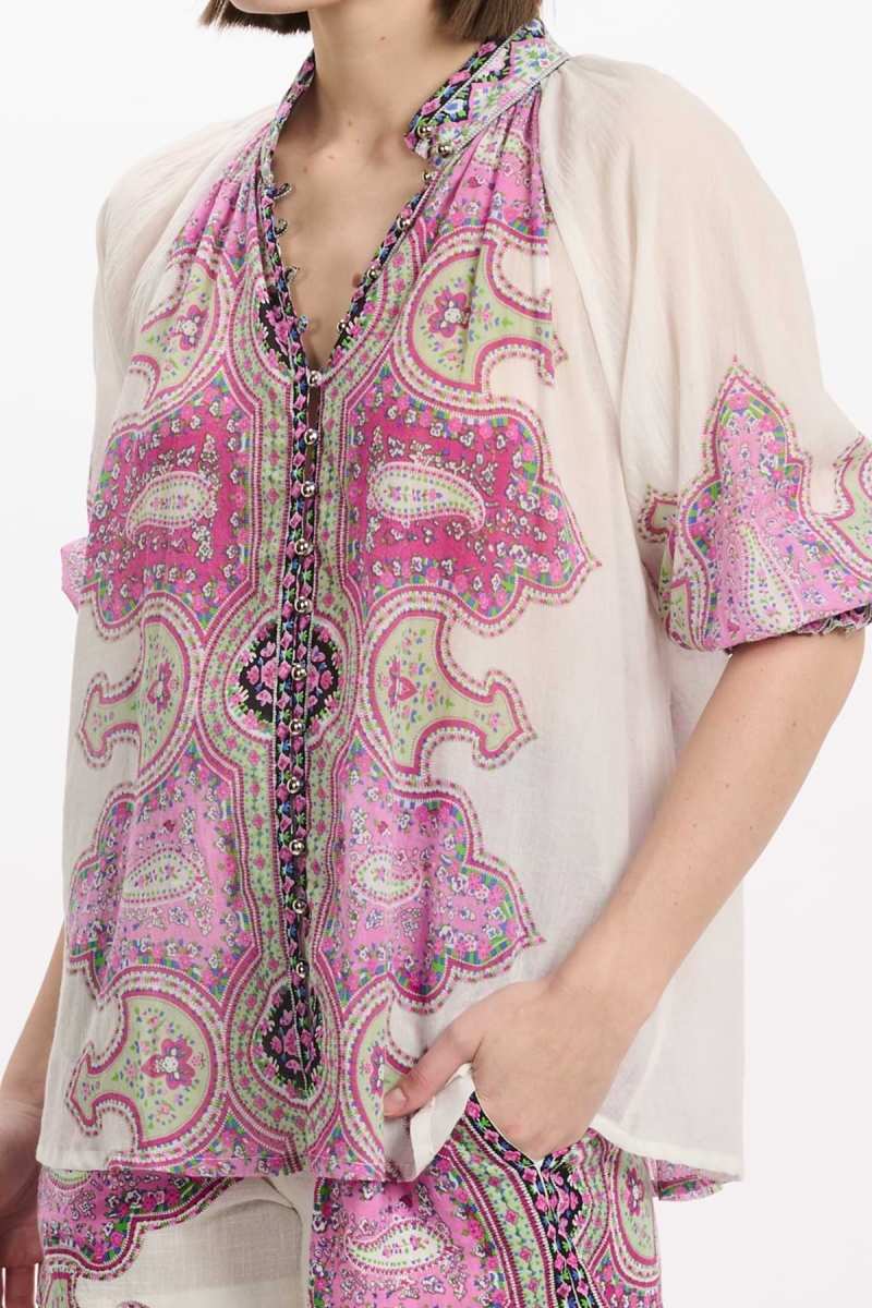 Camisa Dulce manga 3/4, 100% voile de algodón estampado - Miss June Paris - 4
