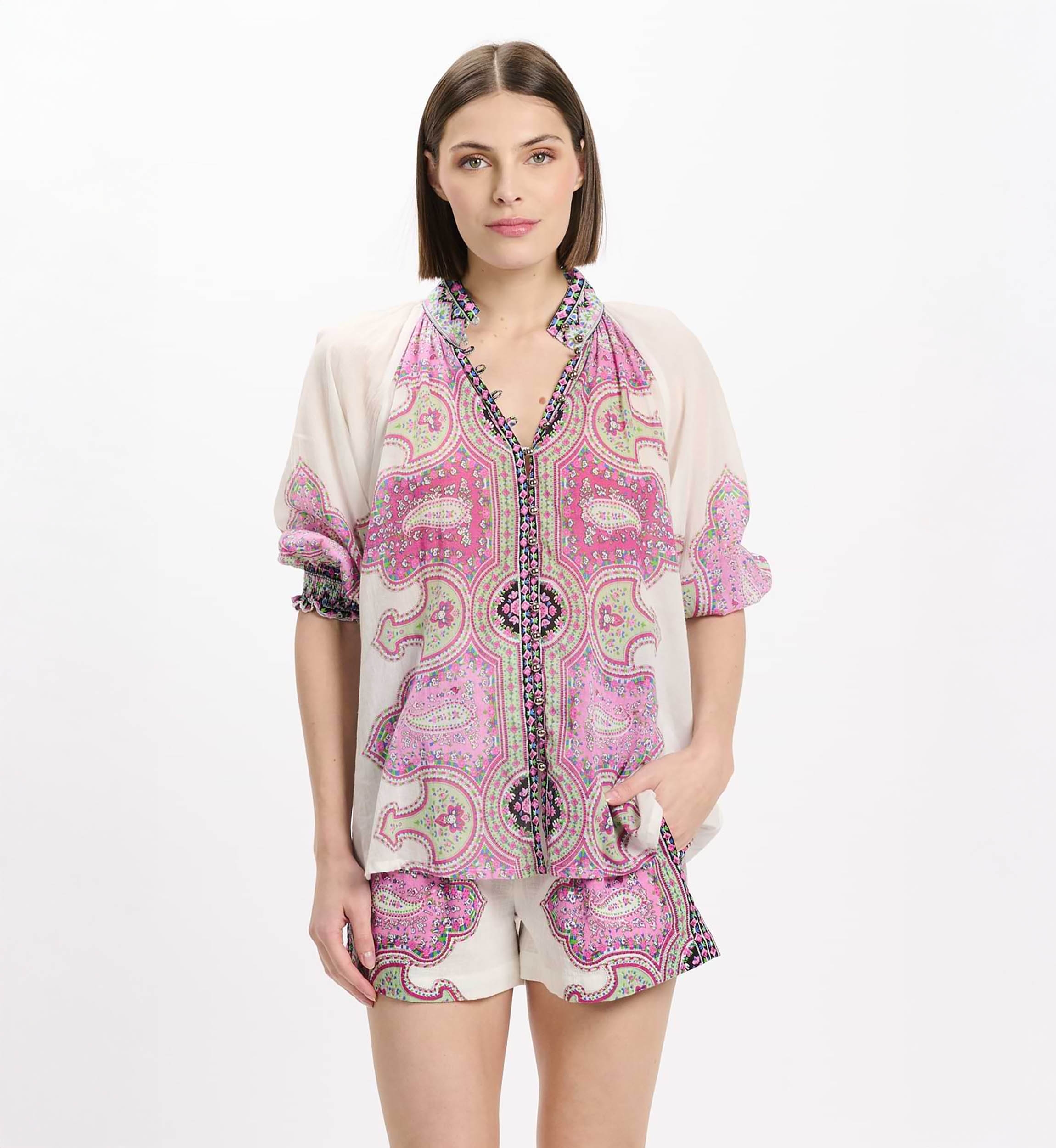 Dulce Shirt 3/4-Ärmel Shirt, 100% bedruckter Baumwollvoile - Miss June Paris - 2