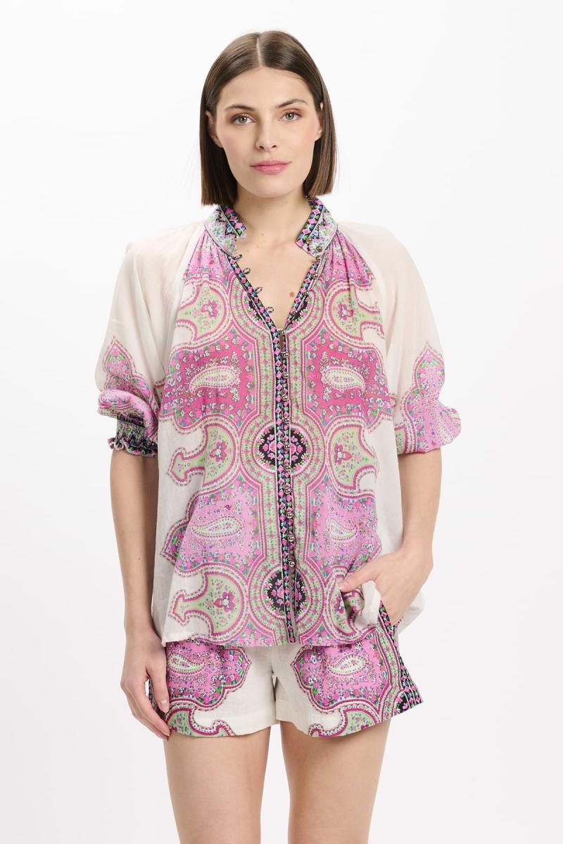 Dulce Shirt 3/4-Ärmel Shirt, 100% bedruckter Baumwollvoile - Miss June Paris - 2