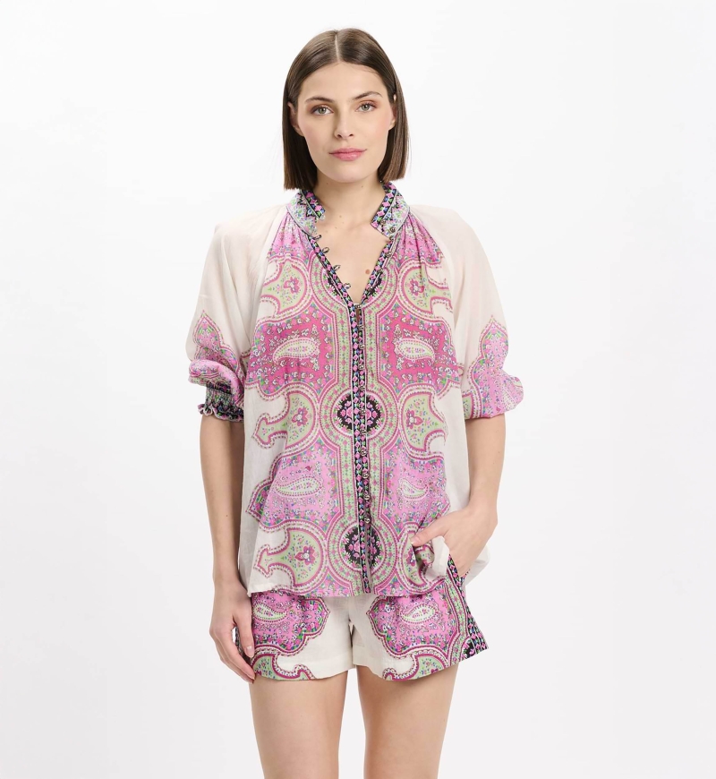 Dulce Shirt 3/4-Ärmel Shirt, 100% bedruckter Baumwollvoile - Miss June Paris - 2