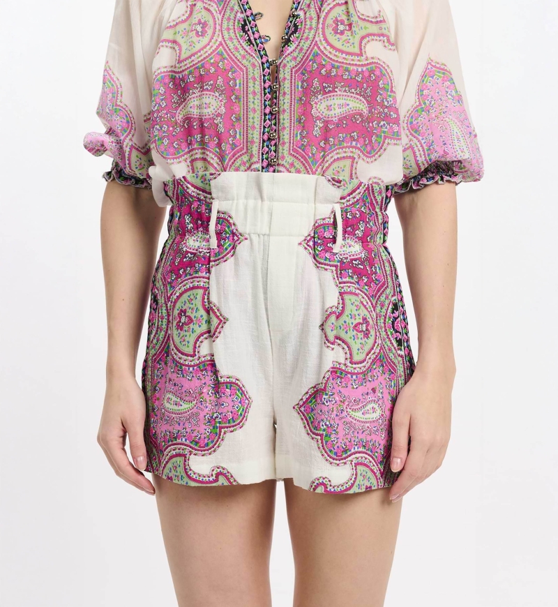 Short Noema – Short en coton slub imprimé avec poches, 100 % coton - Miss June Paris - 3