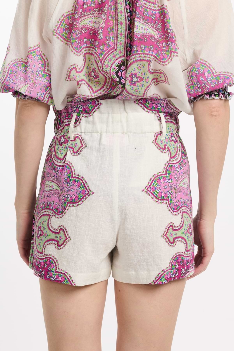 Short Noema – Short de algodón slub estampado con bolsillos, 100 % algodón - Miss June Paris - 4
