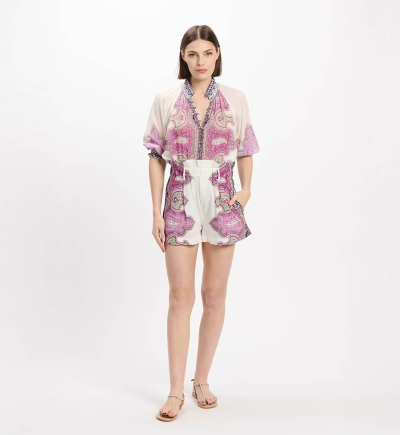 Short Noema – Short en coton slub imprimé avec poches, 100 % coton - Miss June Paris - 2