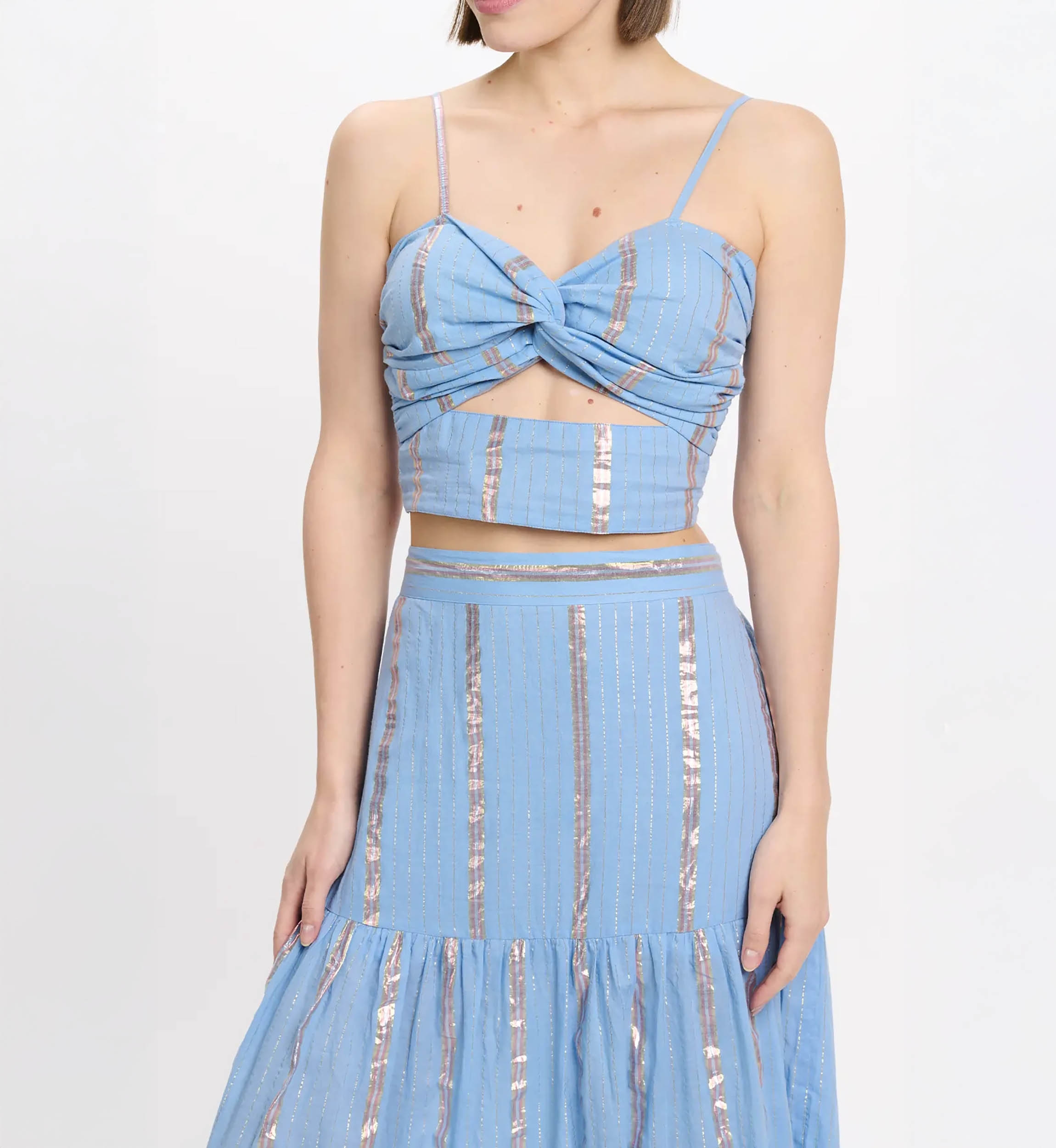 Set Luz – Completo con gonna lunga e crop top, 100% cotone con lurex – Miss June Paris - 5