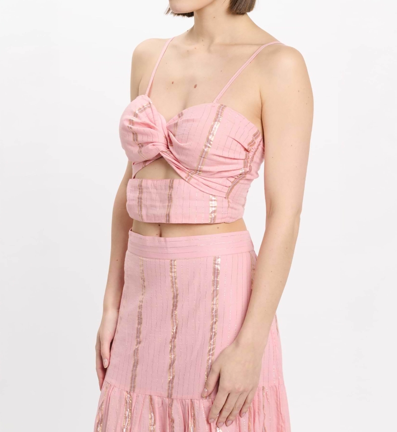 Ensemble Luz – Ensemble jupe longue avec crop top, 100 % coton avec lurex – Miss June Paris - 9