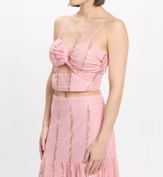 Ensemble Luz – Ensemble jupe longue avec crop top, 100 % coton avec lurex – Miss June Paris - 9