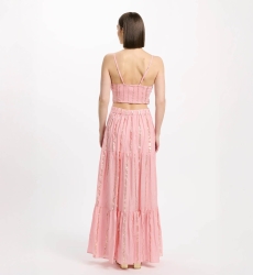 Ensemble Luz – Ensemble jupe longue avec crop top, 100 % coton avec lurex – Miss June Paris - 10